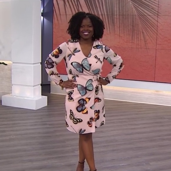 G by Guiliana Butterfly Print Wrap Dress women size medium - Picture 15 of 16